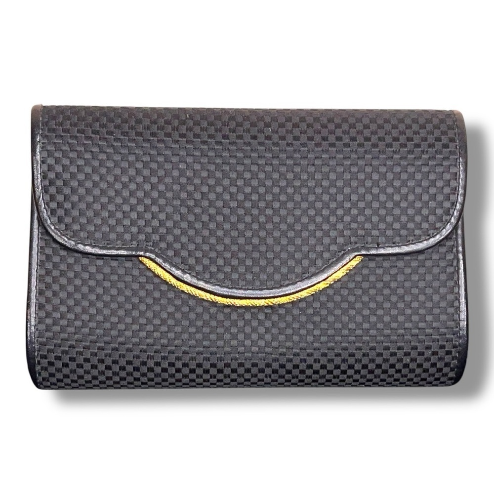 Vintage Daino Italian Clutch Style Purse Handbag Black Gold Trim Gold Chain
